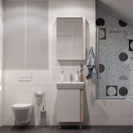 Зеркальный шкаф Aquaton Кантри 55 белый, дуб верона